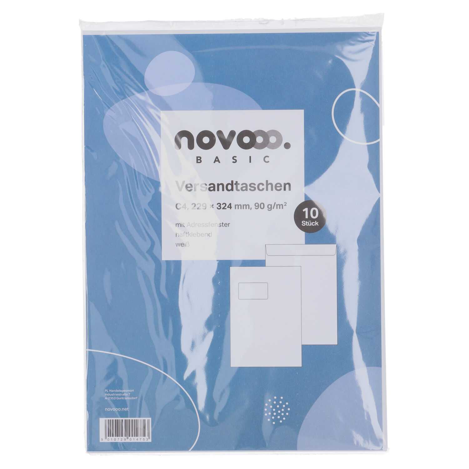 novooo Versandtasche 10er weiß, mit Fenster, C4, klebend