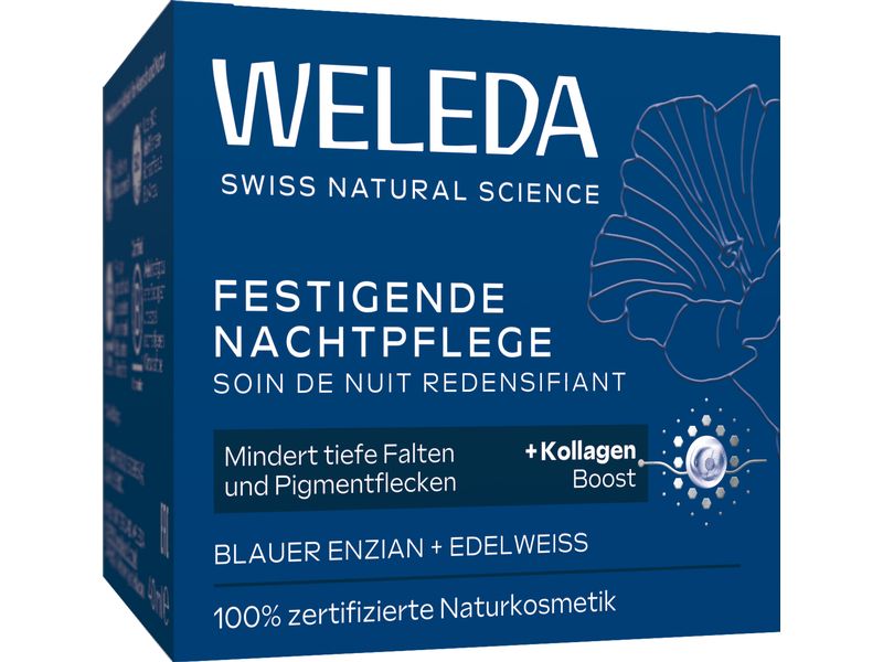 WELEDA Nachtcrème Blauer Enzian und Edelweiss 40 ml Natürliche Nachtpflege mindert tiefe Falten und reduziert Pigmentflecken