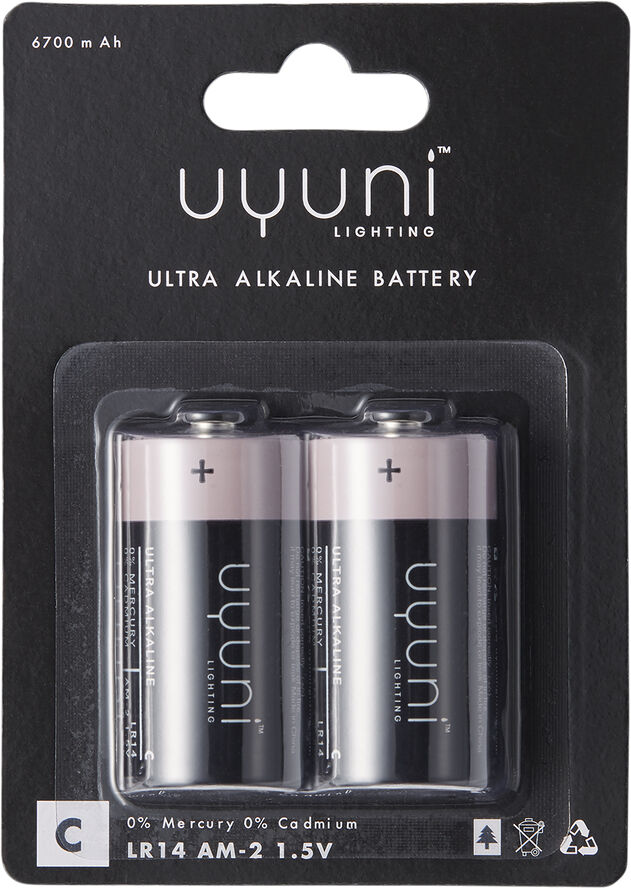 Uyuni C Battery, 1,5V, 6700 mAh - 2 pack Black/pink