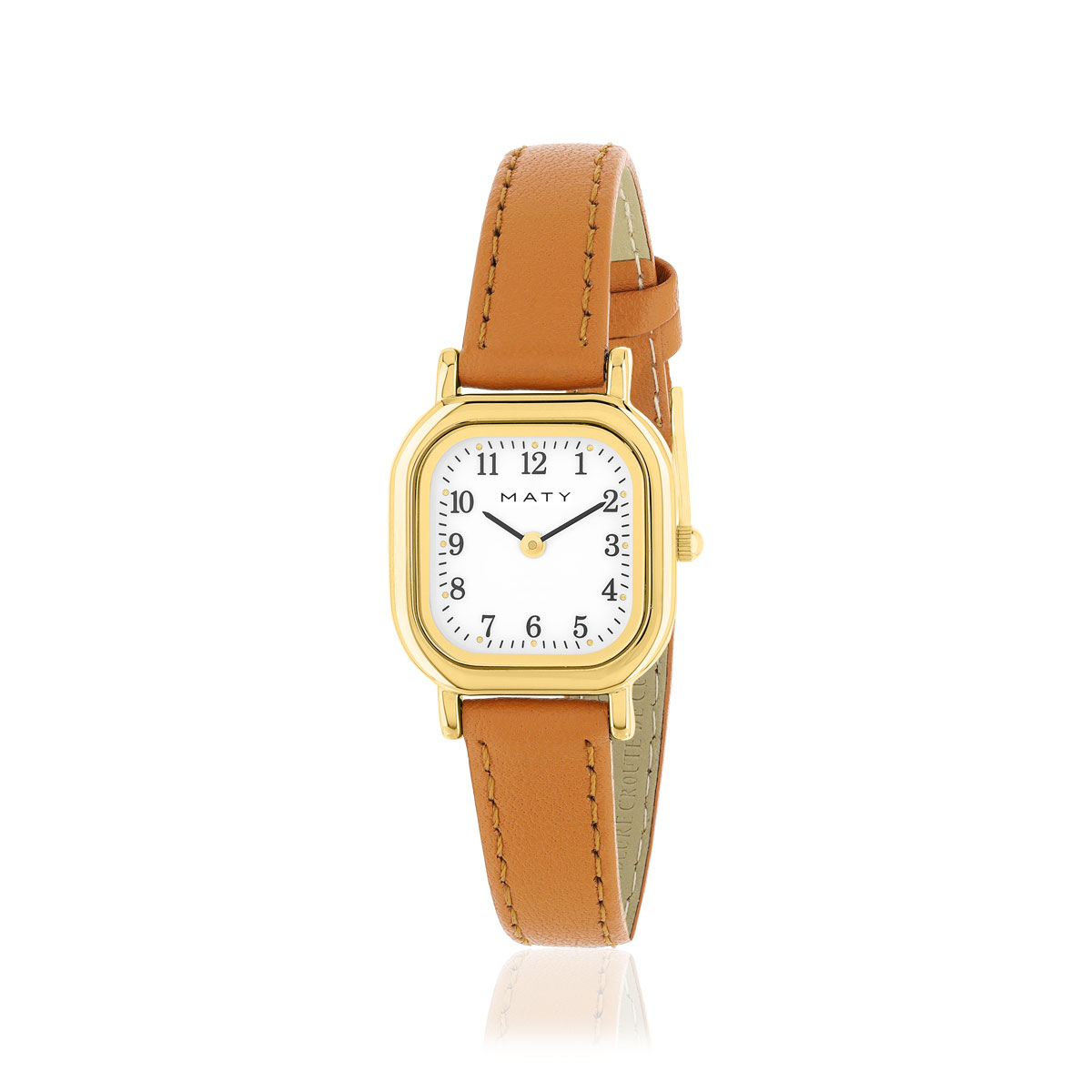Montre femme dorée bracelet cuir marron clair