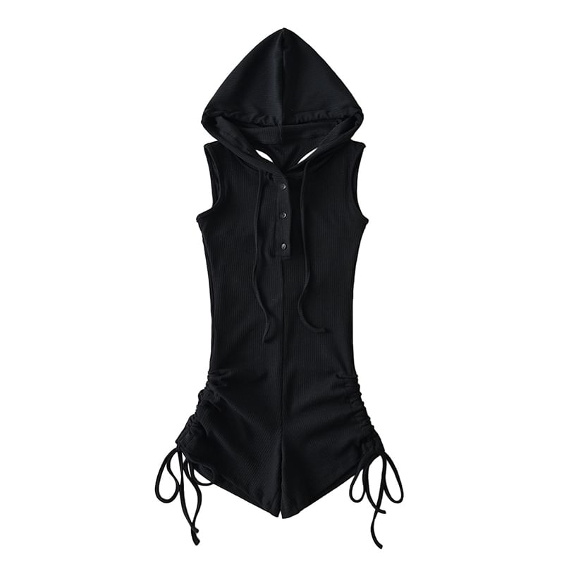 Amyway - Mouwloze romper met capuchon en effen kleur