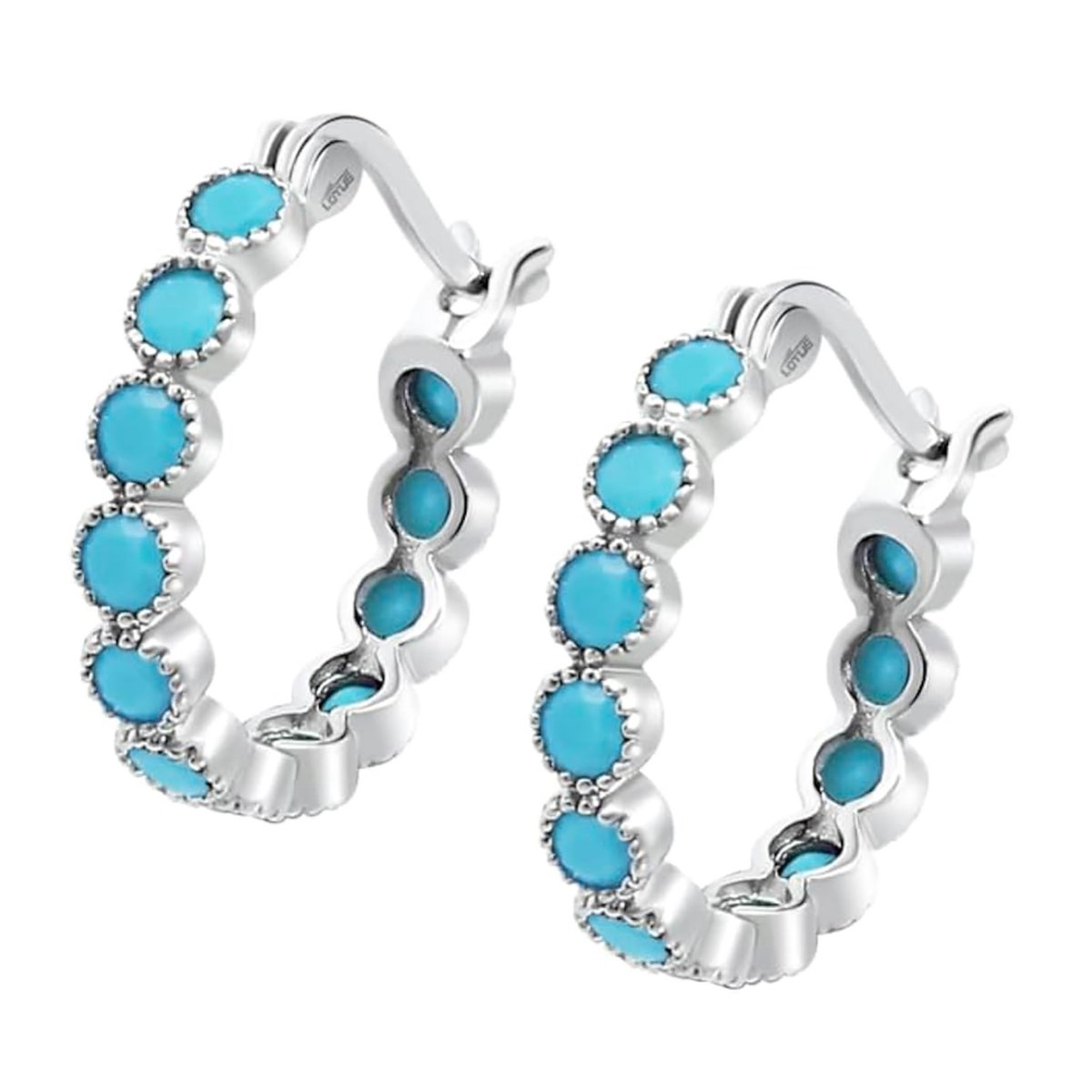 Boucles d'oreilles Créole Lotus Silver argentturquoise