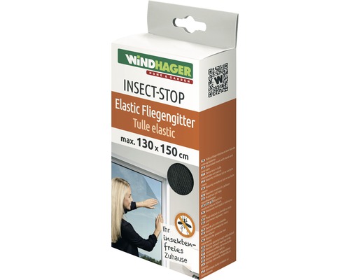 Windhager Elastic PLUS hor voor ramen, zonder boren, antraciet, 130x150 cm