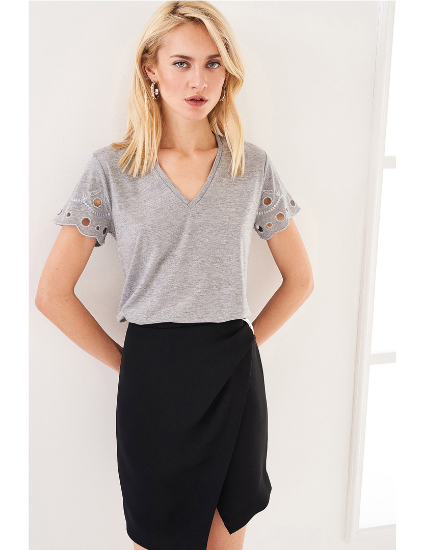 Gray V-Neck T-Shirt