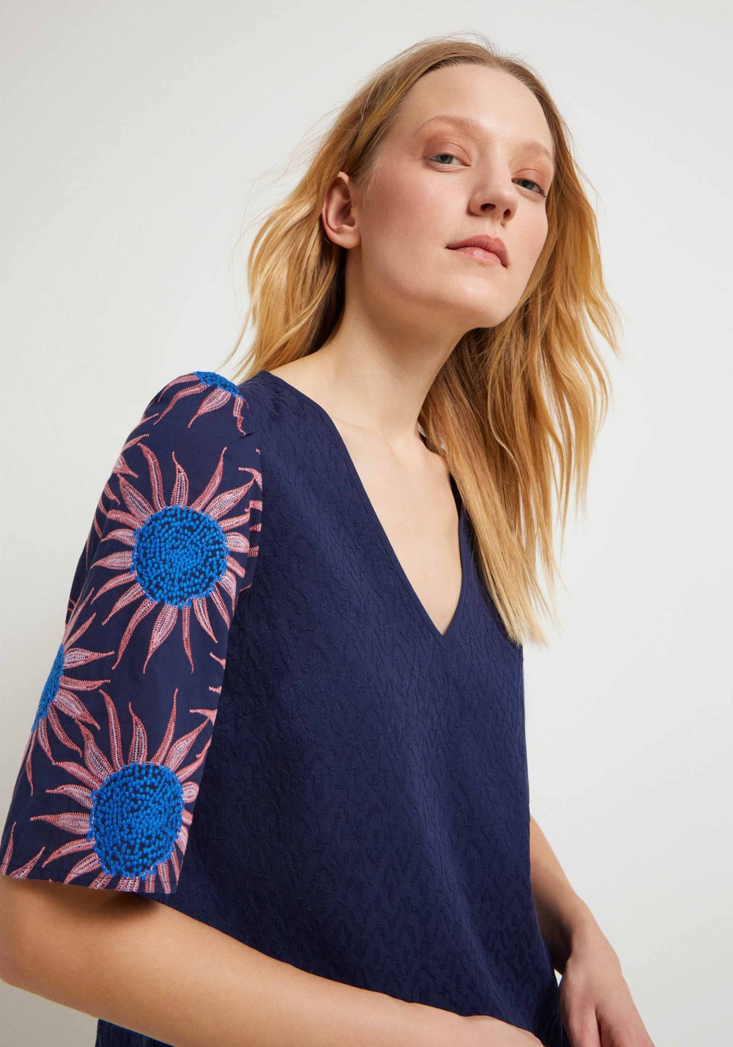 Lanius Bluse mit Stickerei Night Blue