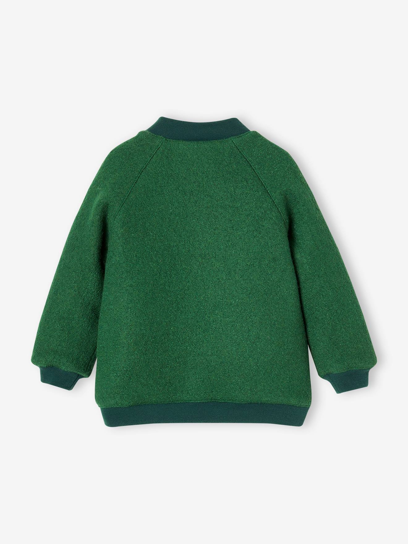 Casaco teddy de lã felpuda verde inglesa para meninas