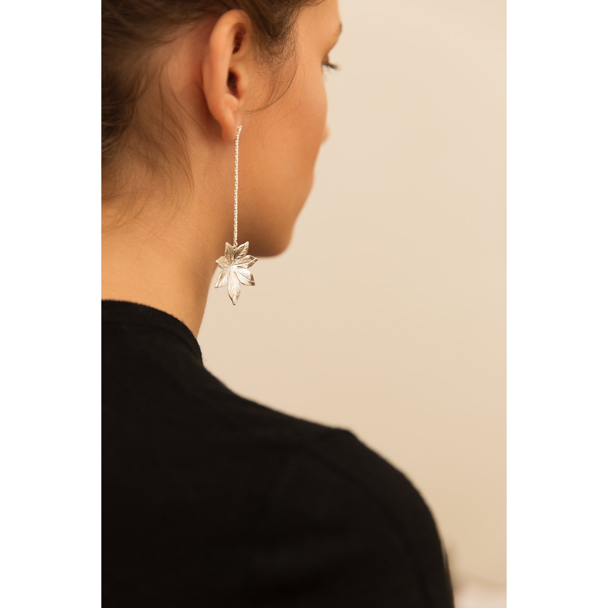 boucles d'oreilles pendantes fleurs doré à l'or fin - CHLORIS