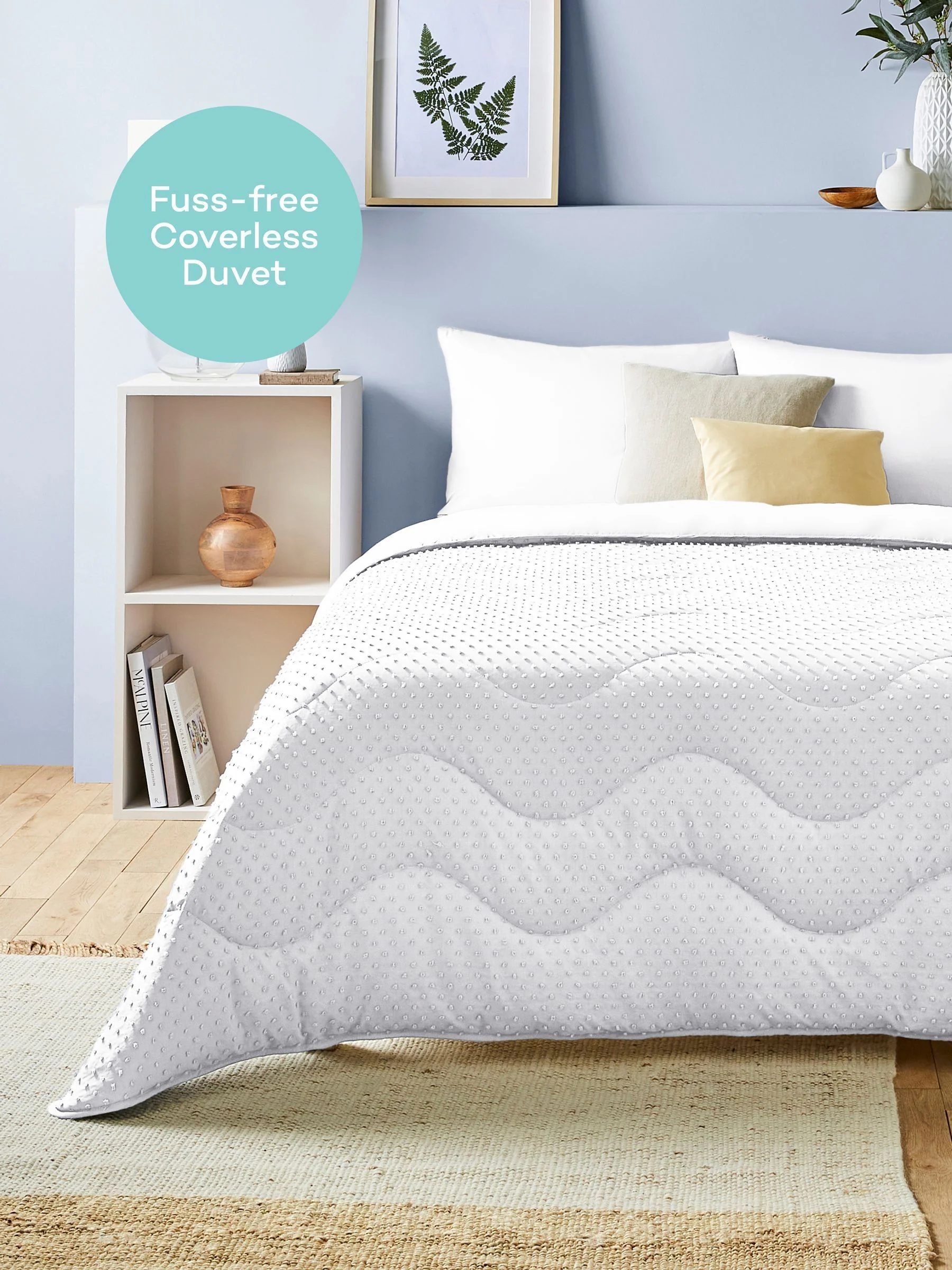 Night Lark Tufted Dot Coverless Duvet and Pillowcase Set
