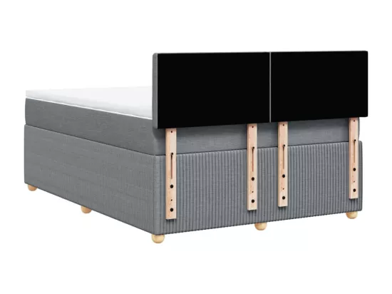 Sommier à lattes de lit avec matelas Gris clair 140x190cm Tissu