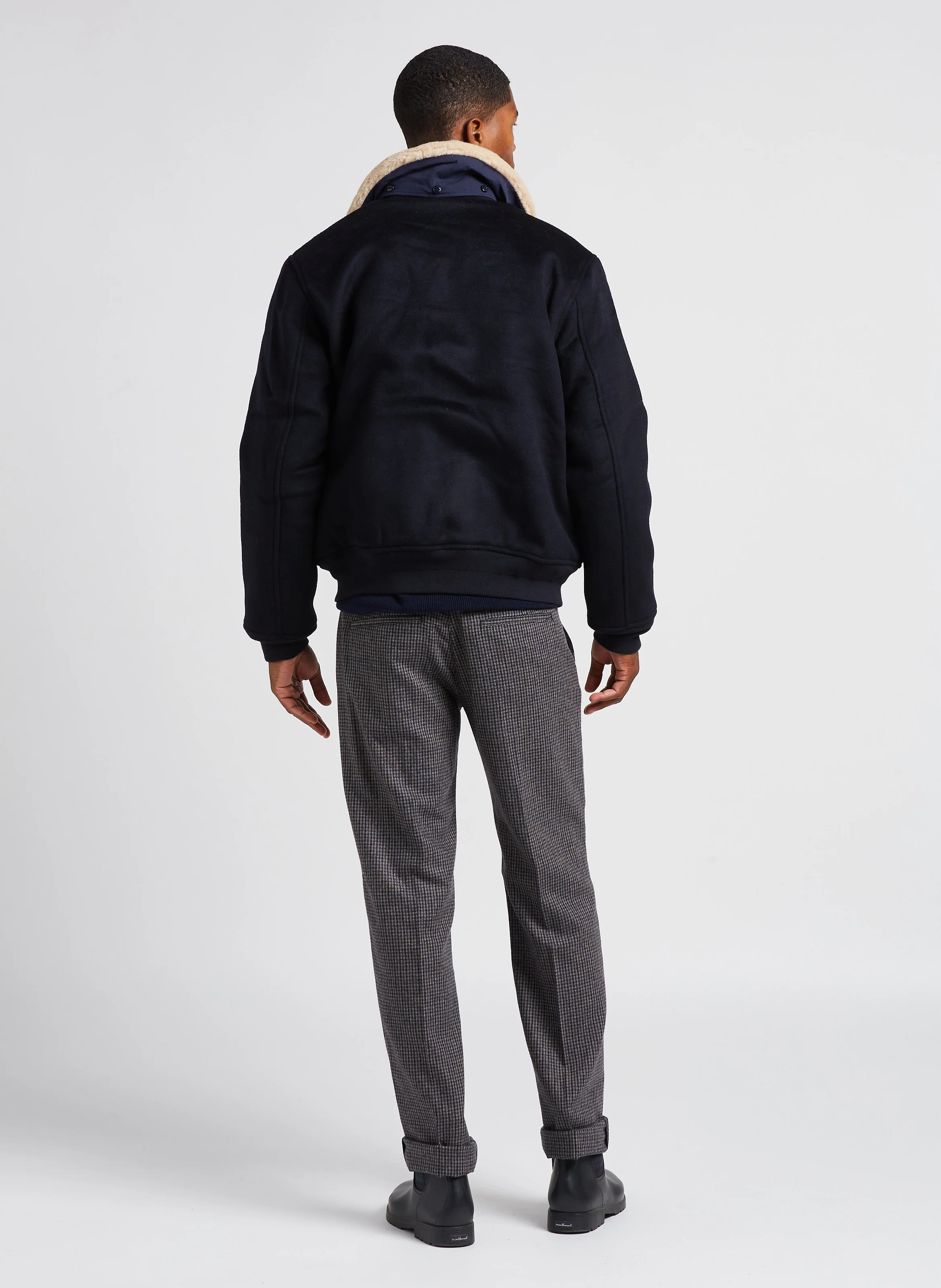 Pantalon droit en laine mélangée | Gris