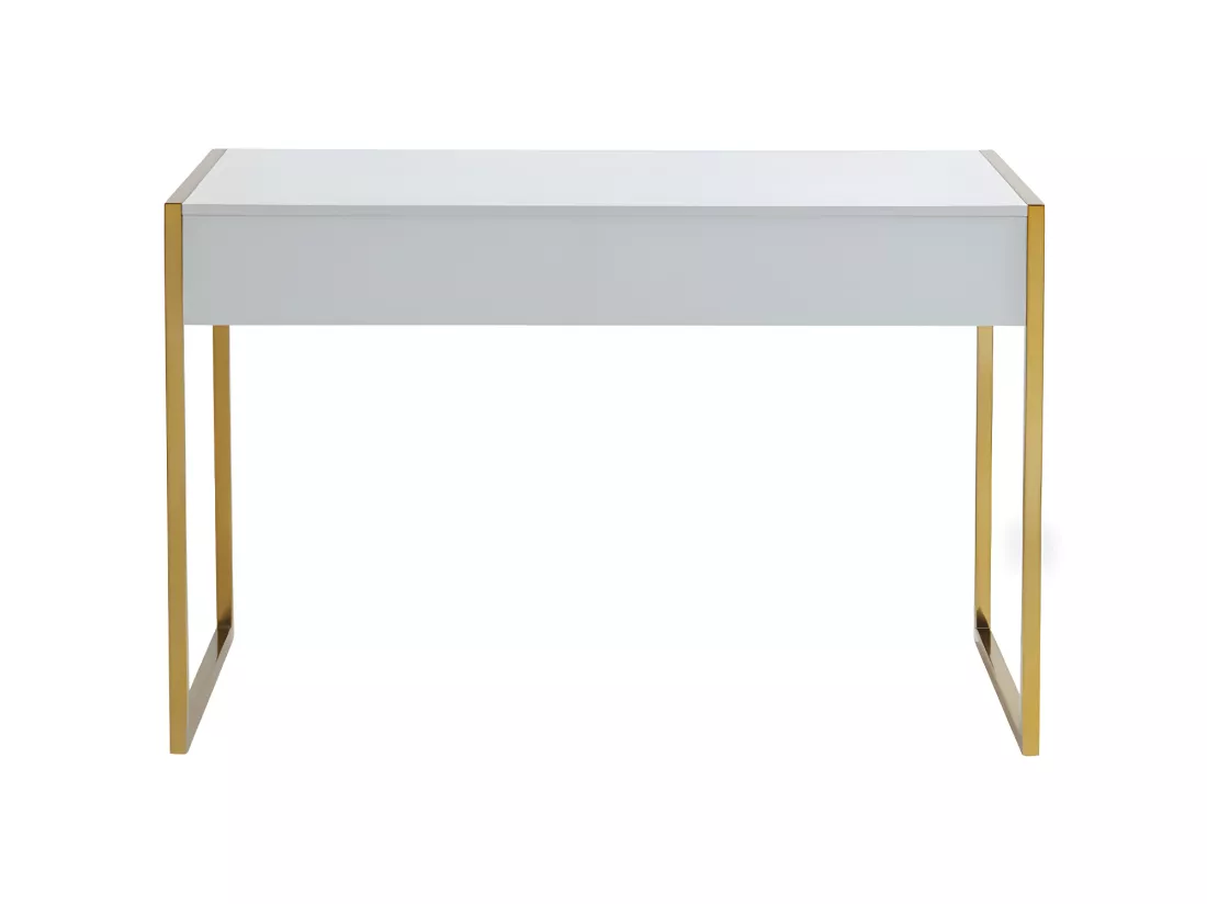 Bureau avec 2 tiroirs - MDF laqué et métal - Blanc et doré - MASON de Pascal Morabito