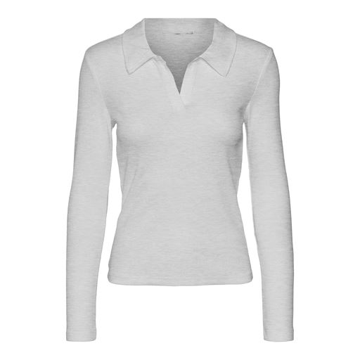 Vero Moda Como Polo Bluse, Light Grey Melange, S