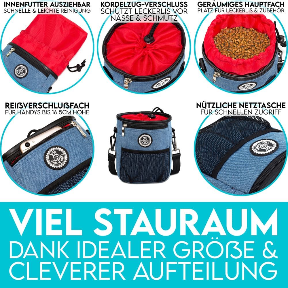 HUND IST KÖNIG® Premium Leckerlibeutel für Hunde | Robuster Futterbeutel Hunde mit viel Stauraum