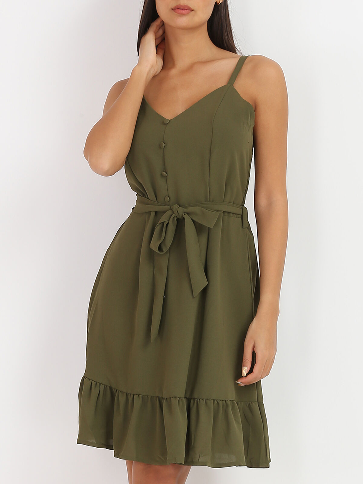 Robe à volant- Kaki