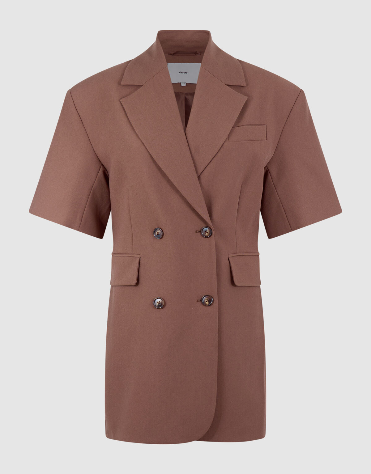 Short Sleeve Blazer Mini Jurk Bruin