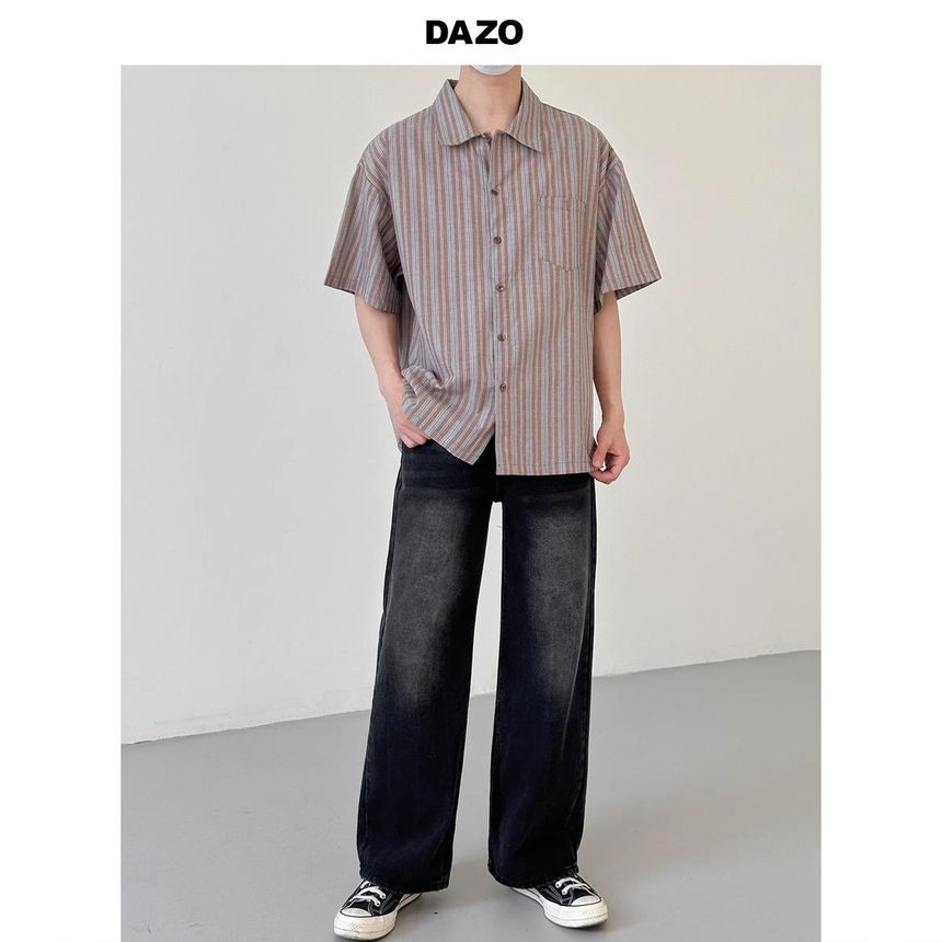 DAZO Studios - Gestreept overhemd met korte mouwen en kraag