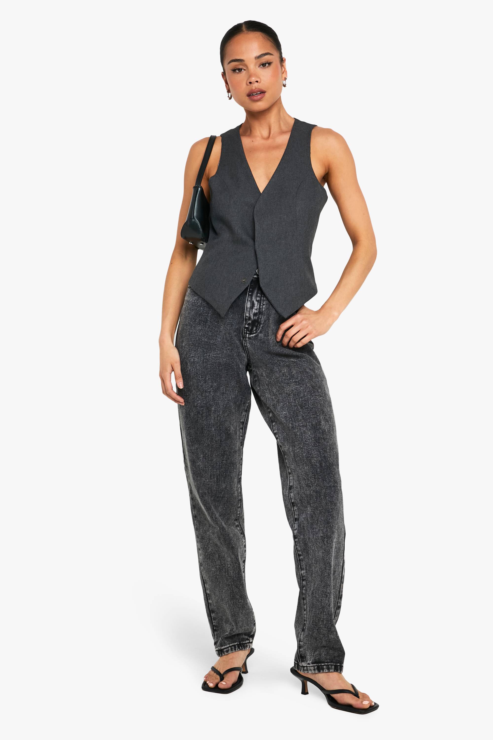 boohoo Boohoo Basics Jeans taille haute à jambe droite