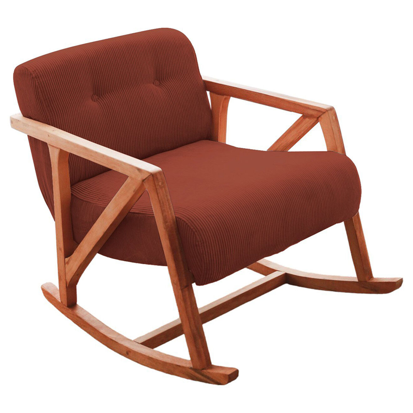 Homitis Fauteuil à bascule en Velours côtelé Nini Sallanan vermilion - 85x67x75 cm