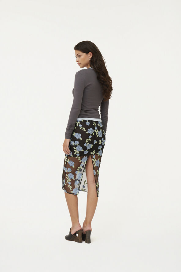 ROTATE Birger Christensen Mesh Pencil Skirt 1000 black comb.