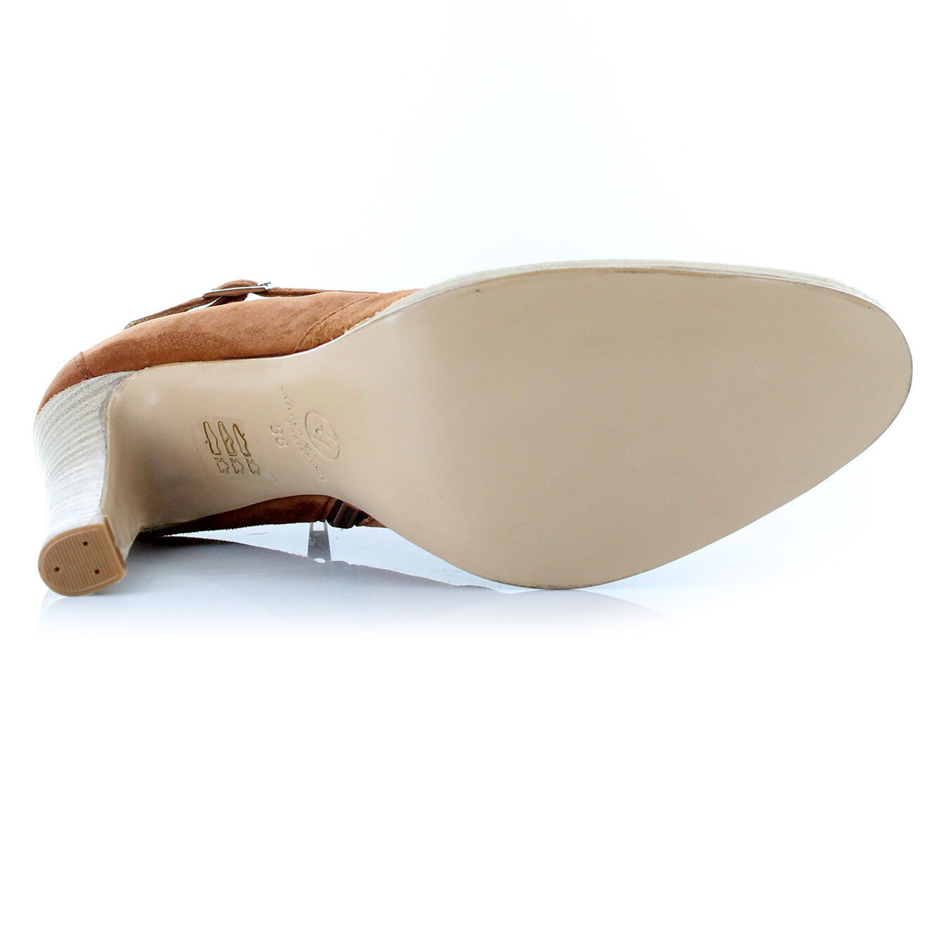 Atelier voisin Bottines en Velours de Cuir Perdris camel - Talon 5 cm