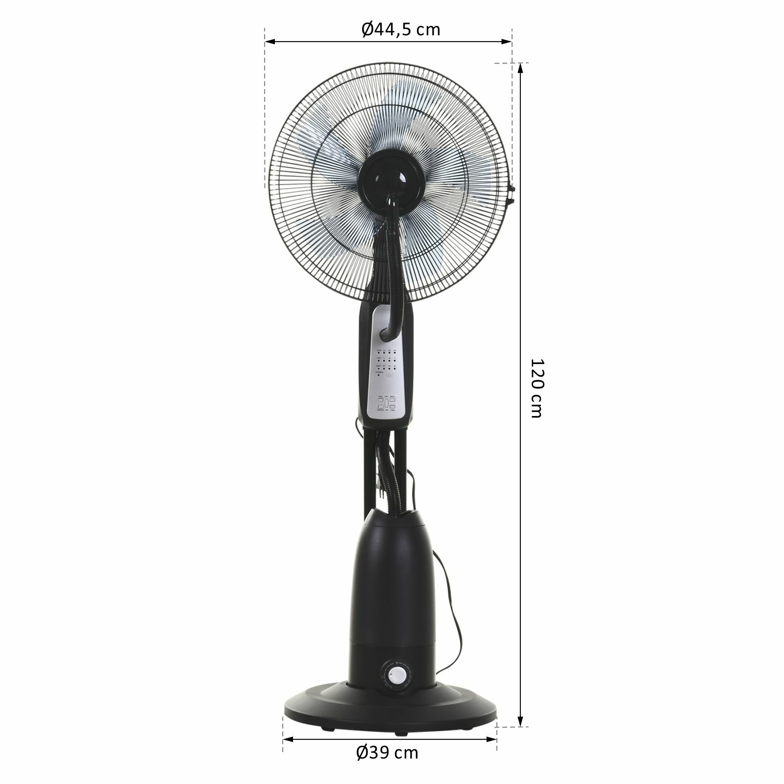 HOMCOM Standventilator mit Wasserzerstäuber schwarz 44,5 x 120 cm (ØxH)