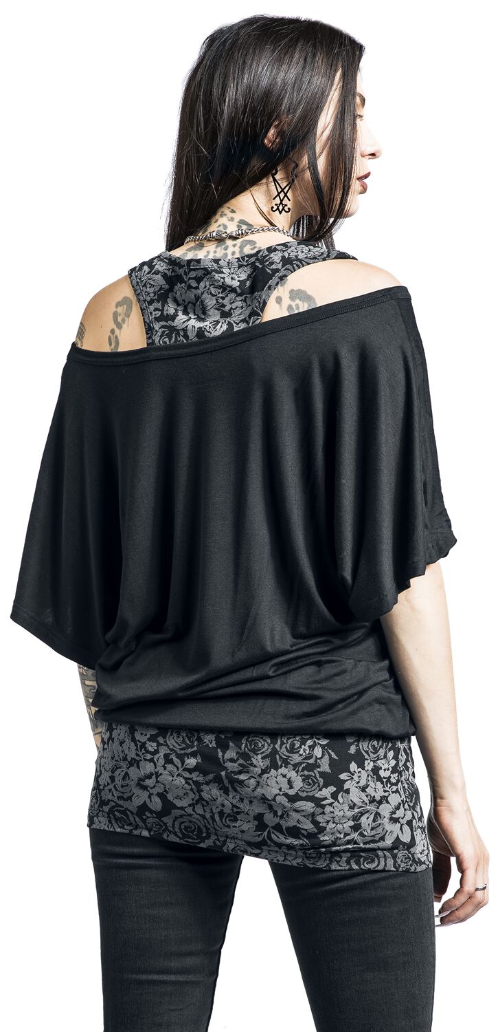 T-Shirt Double Épaisseur Avec Haut Imprimé Intégral | Black Premium by EMP T-Shirt Manches courtes