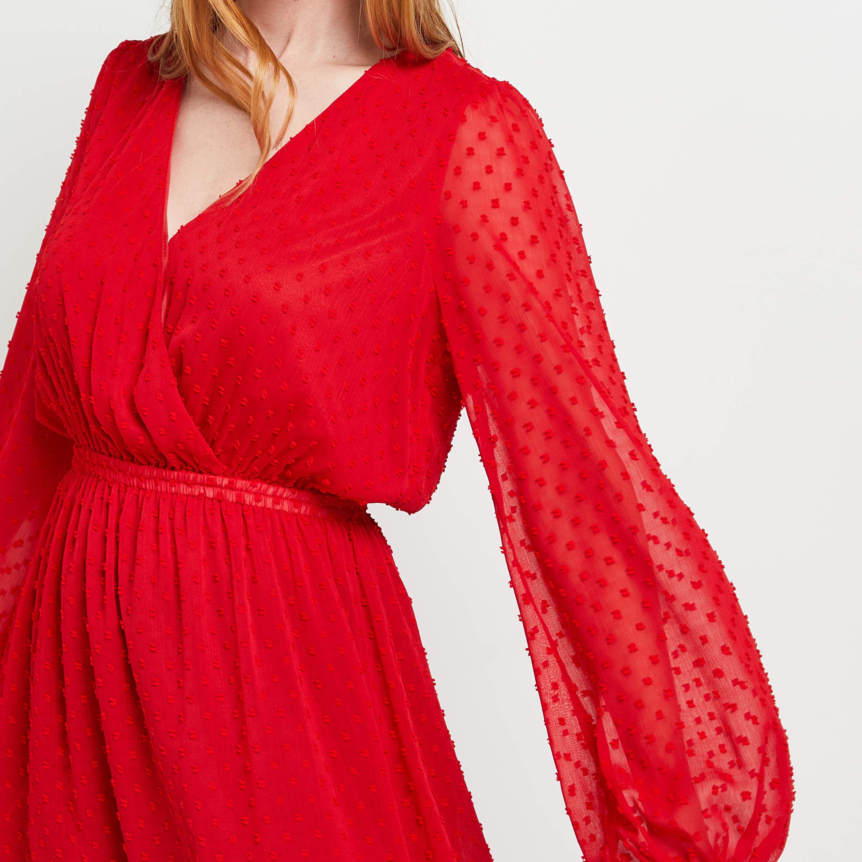Robe plumetis rouge - ROUGE