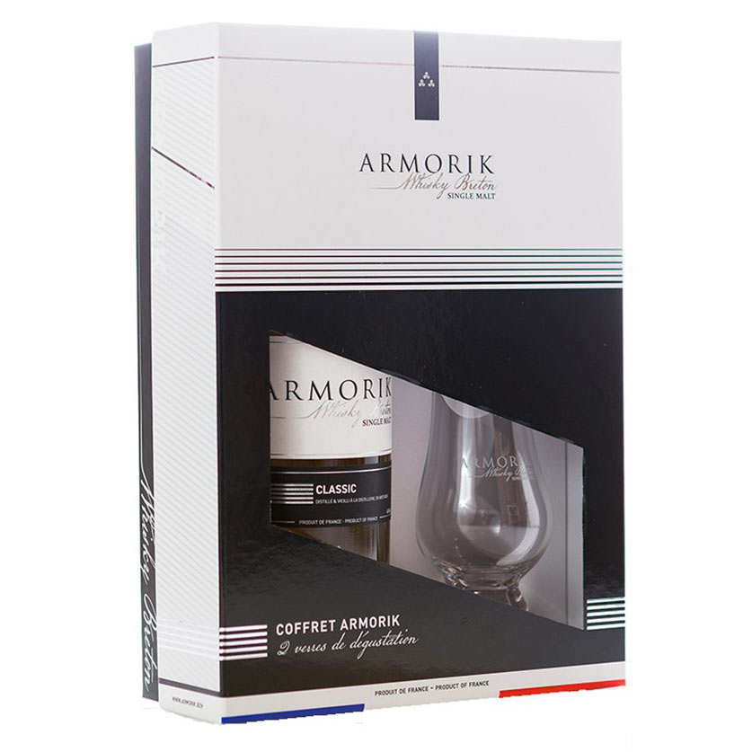 Coffret ARMORIK Classic + 2 verres - Whisky breton 46 %