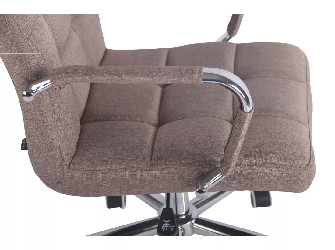 Chaise de bureau - Tissu & Métal chromé - Taupe - Deli
