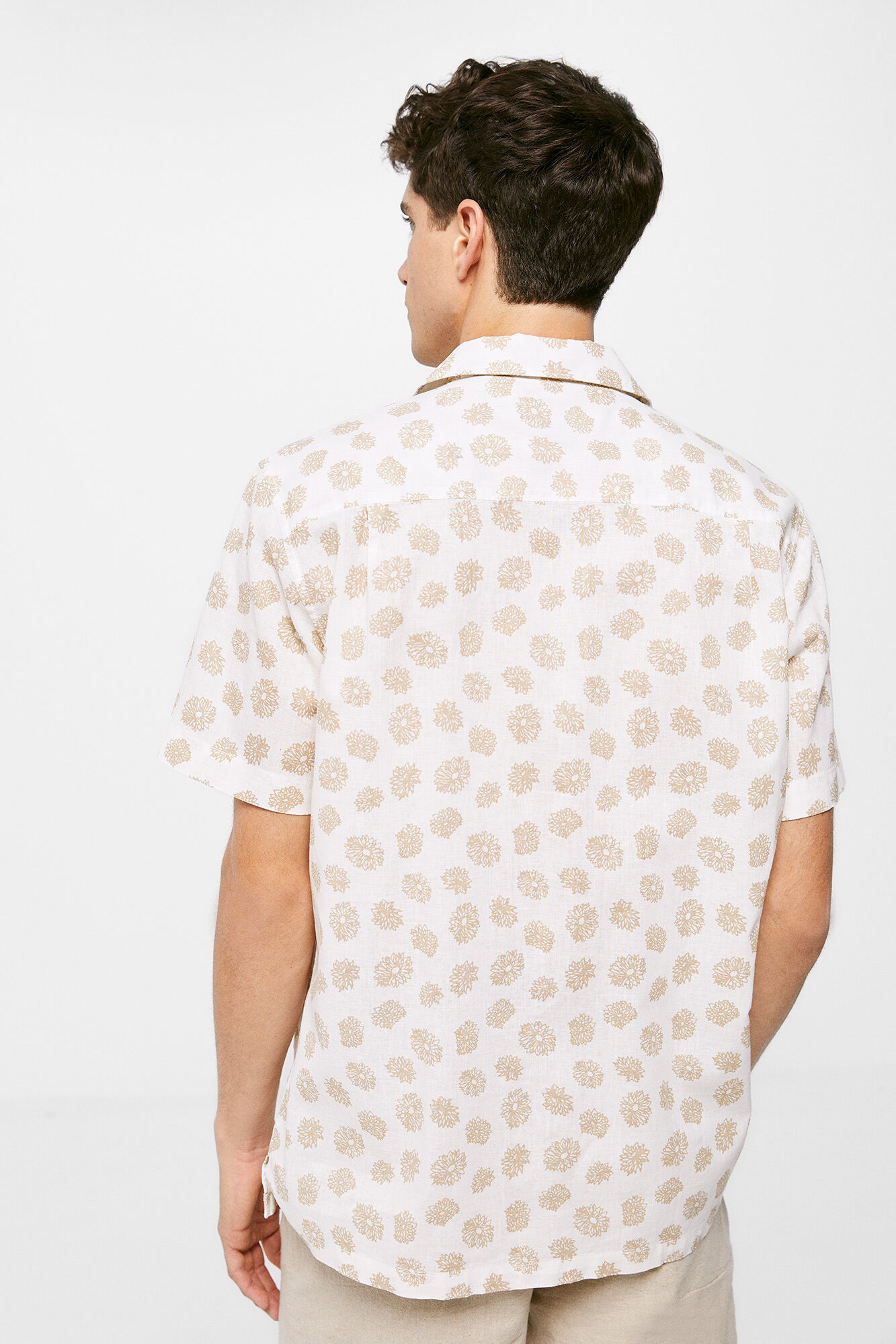 Camisa de linho estampada - bege