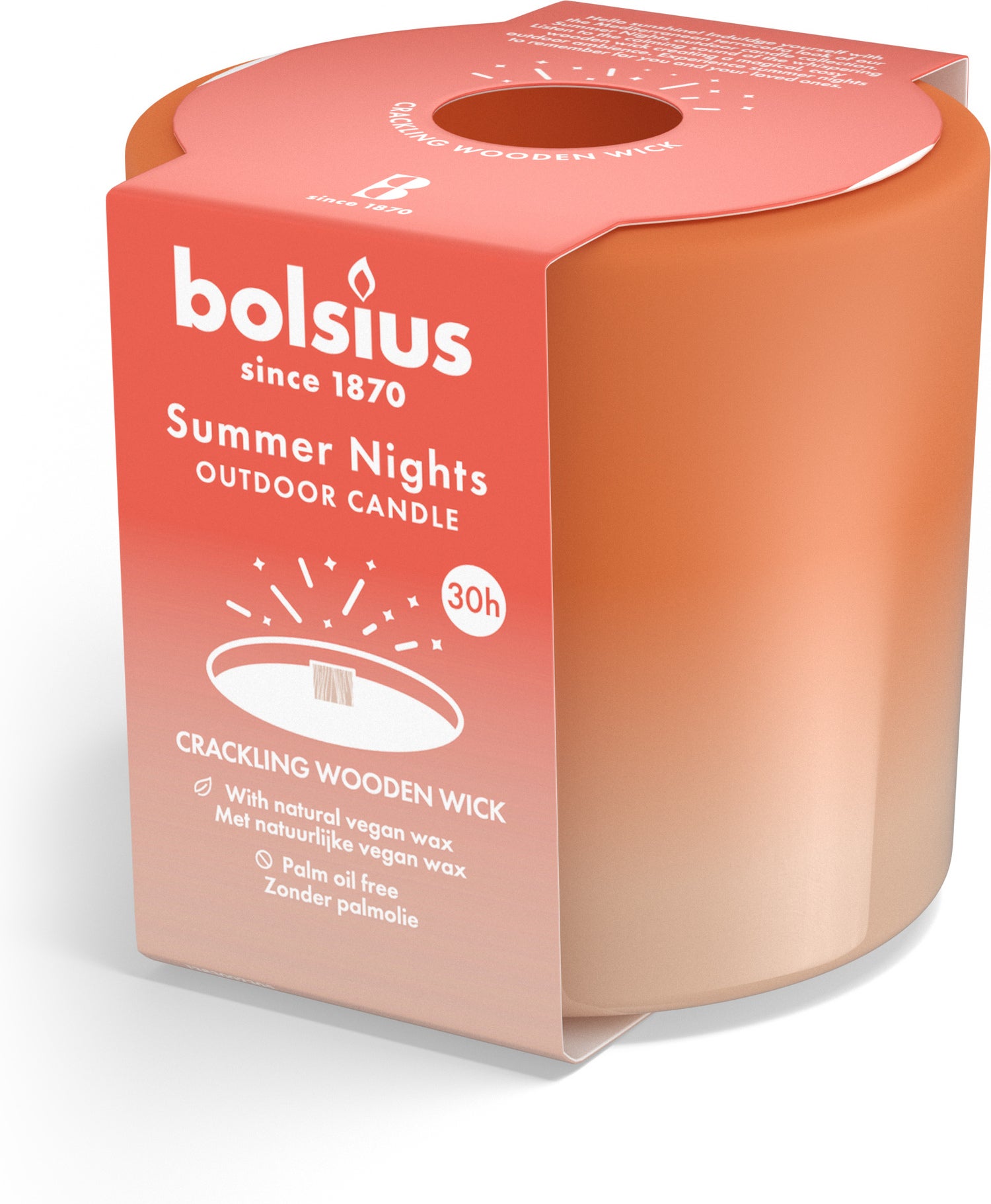 Bolsius kaars in glas Summer Nights terracotta / beige 30 uur D 9 H 8 cm