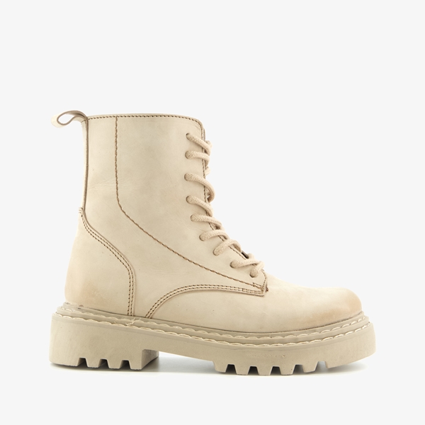 Groot leren meisjes veterboots beige