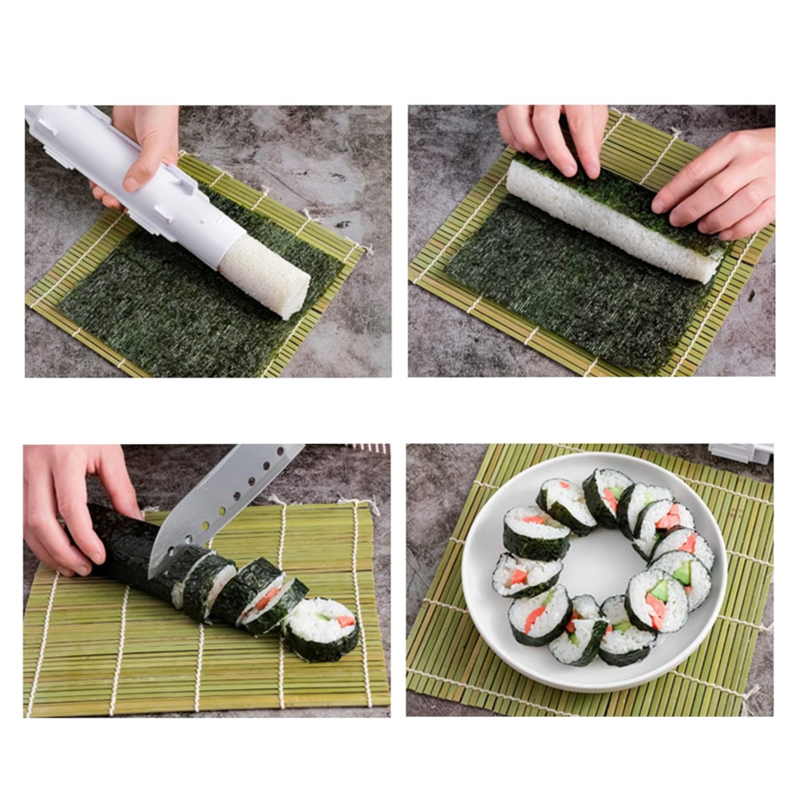 (29cm) Sushi Maker DIY Reis Form Maki Herstellungs Werkzeug Rollhilfe Sushi Bazooka - Weiss