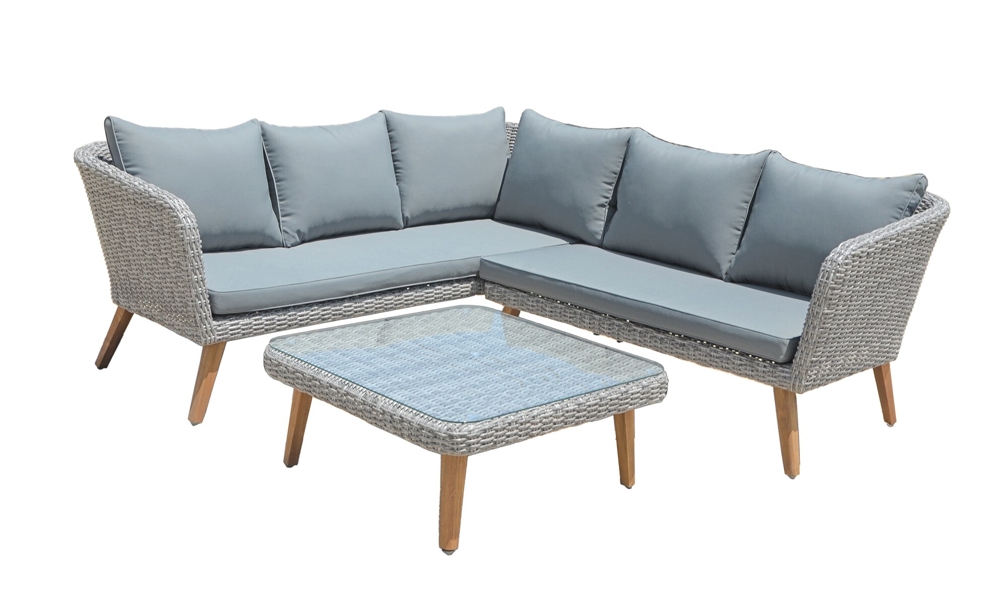 Garten Lounge Sofa Sitzgruppe Garten Couch SesselRattan Optik Gartenmöbel grau