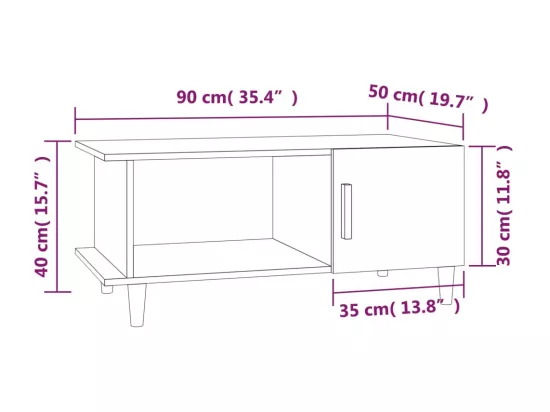 Table basse chêne marron 90x50x40 cm bois d'ingénierie
