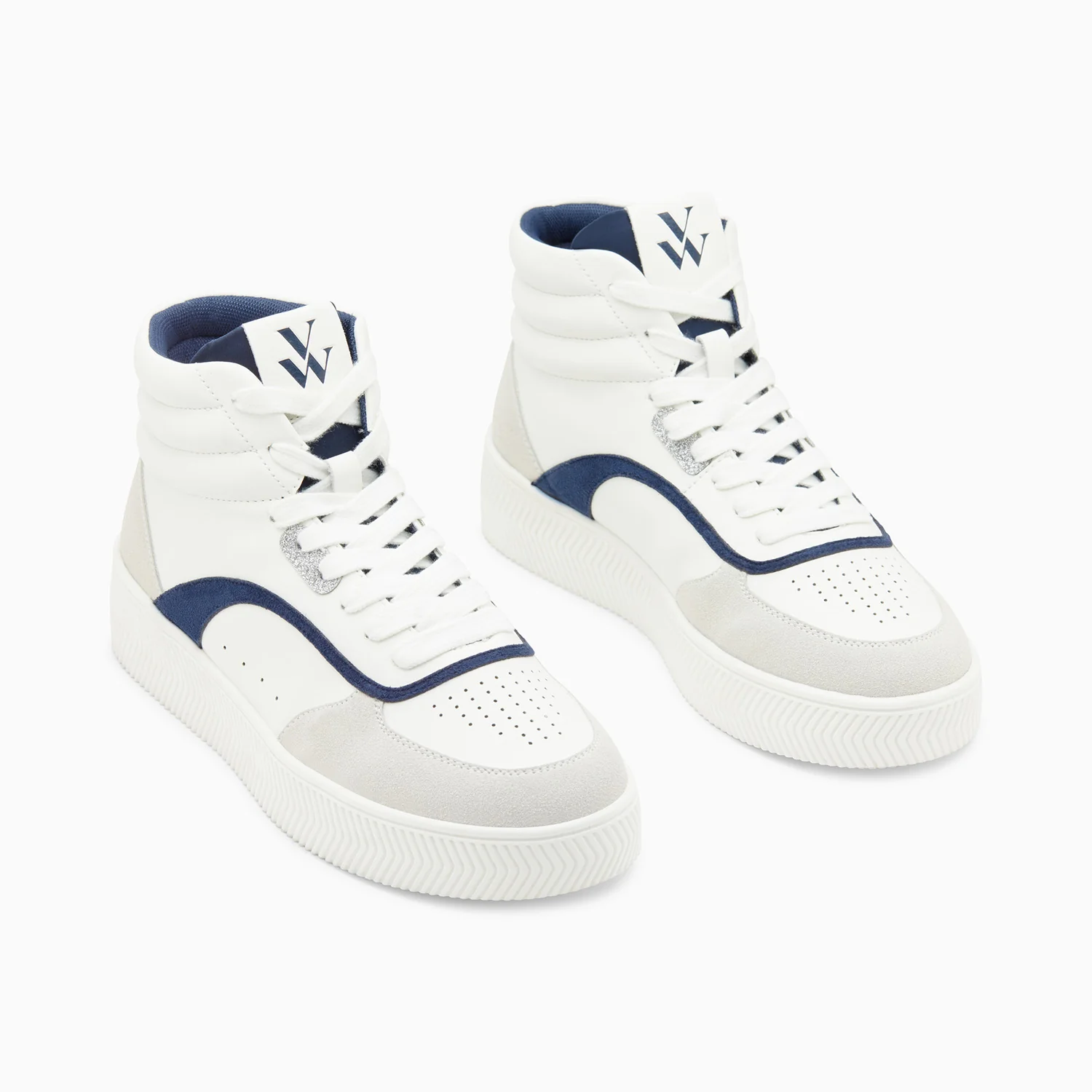 Sneakers-Baskets montantes Jemma blanc et bleu
