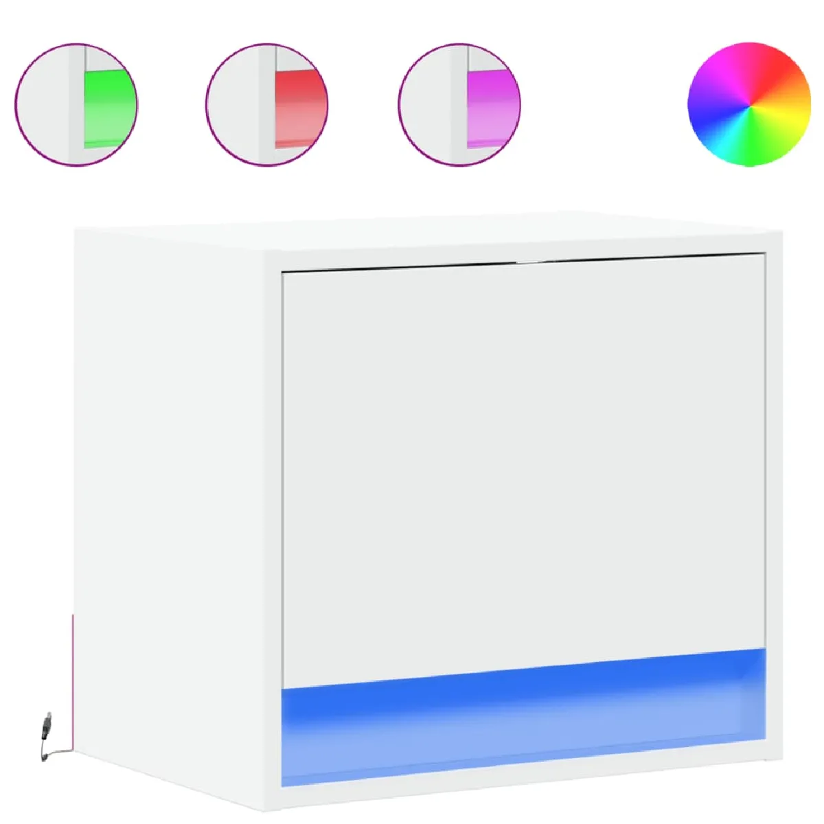 VidaXL Table de chevet murale avec LED - Blanc