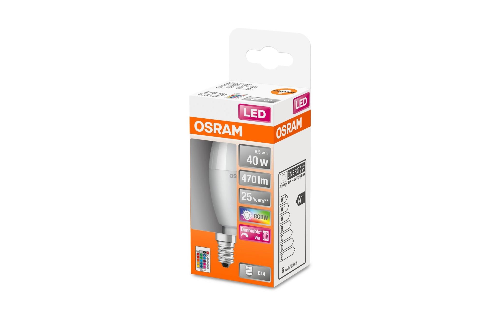 Lampe Star, 5.5W, E14, RGBW WarmweissLED-RGBW-Lampe mit Fernbedienung