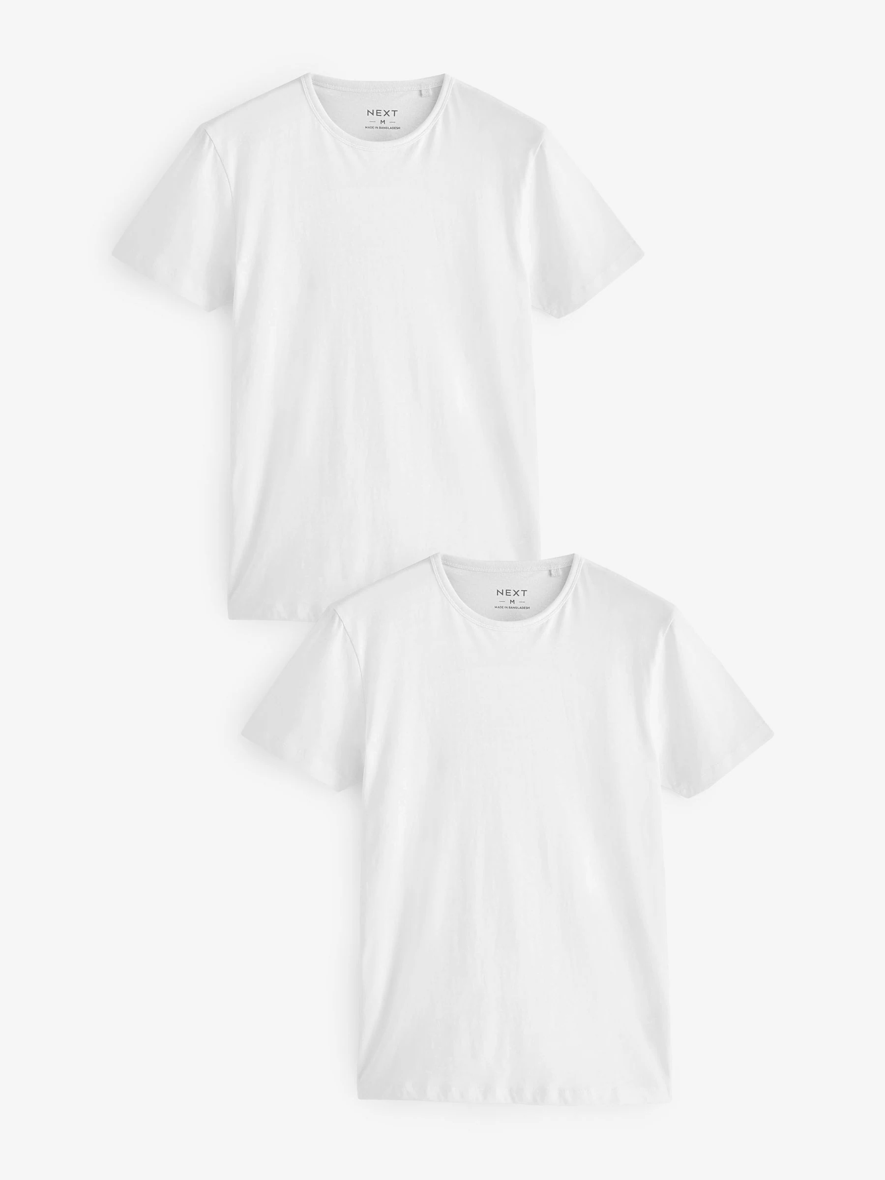 Wit - Slim Fit - Set van 2 100% katoenen T-shirts met laagjes