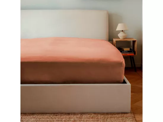 Parure - Draps Housse 140x200cm, Housse de couette 200x200cm, Taie d'Oreillers 65x65cm - Terracotta