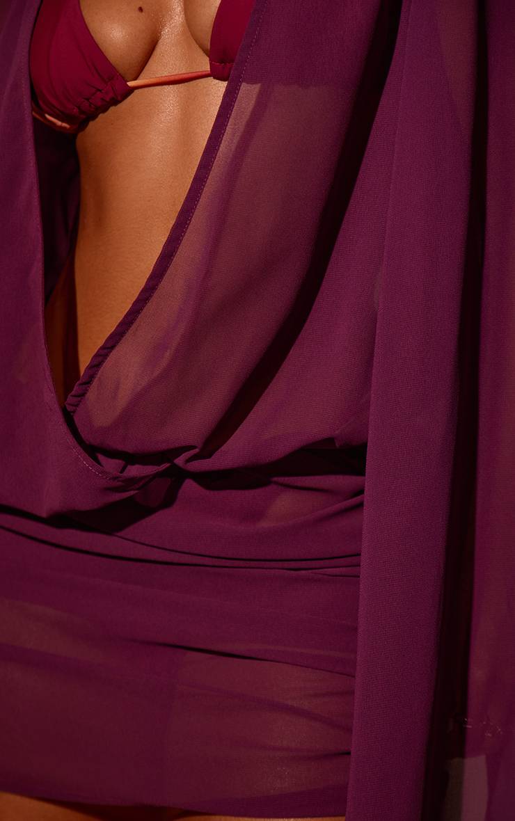 Violet Robe De Plage Mini En Mousseline À Décolleté Plongeant