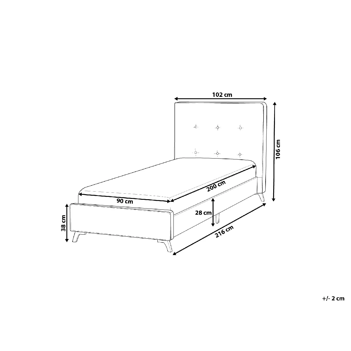 Beliani AMBASSADOR 90x200 cm - Noir