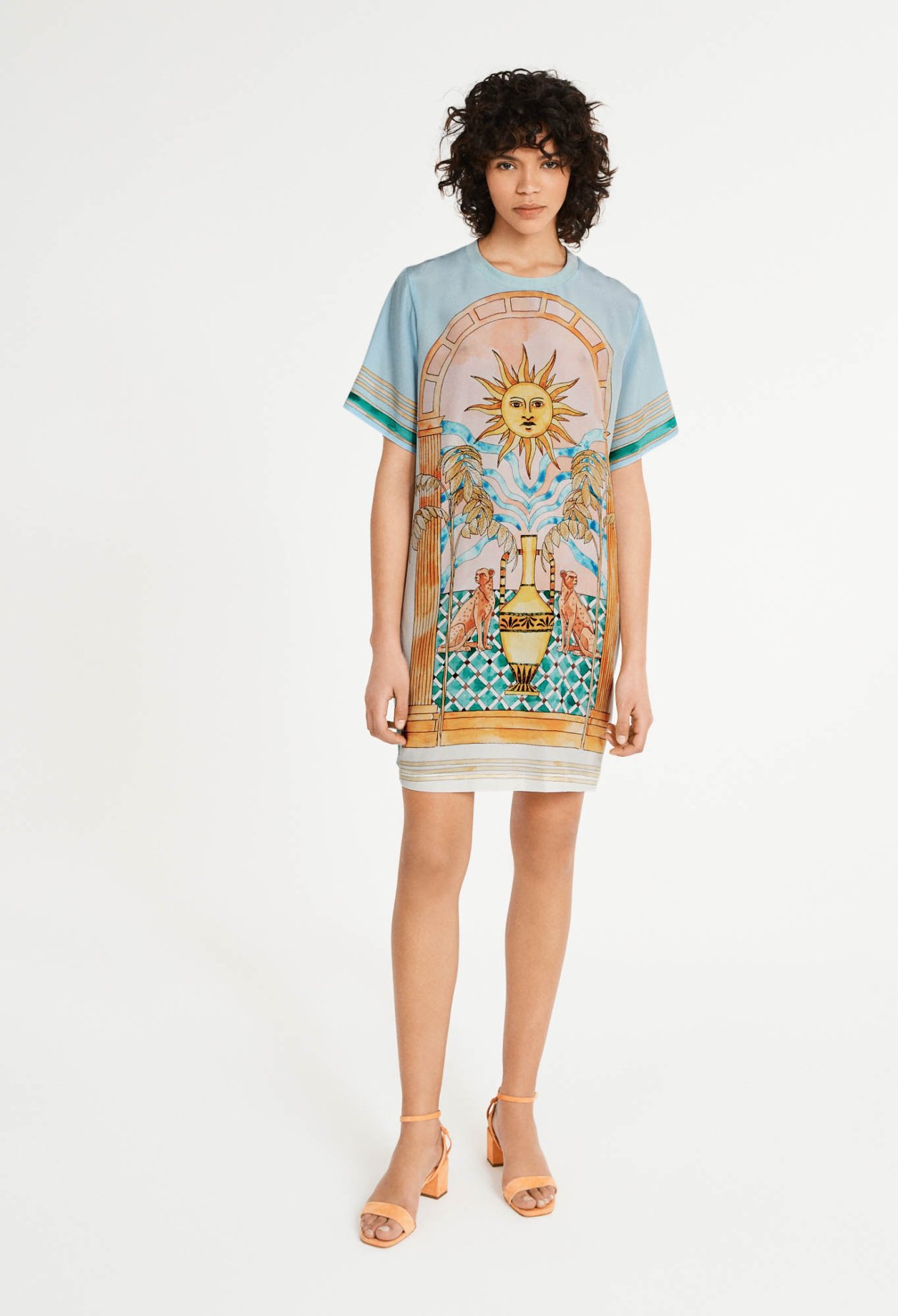 Robe t-shirt soie printee