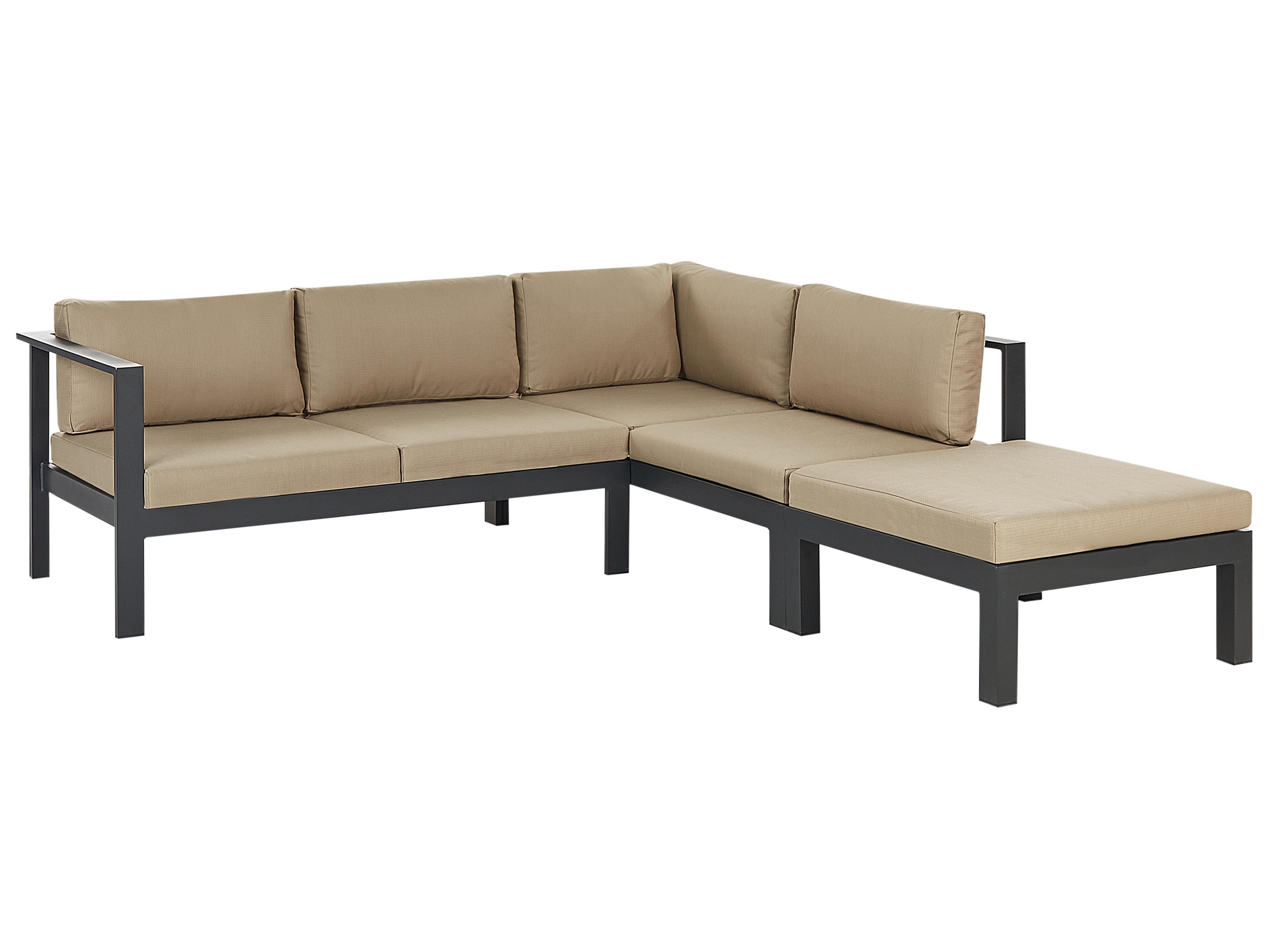 Tuin hoekloungeset met tafel 5-zits MESSINA linkszijdig Metaal Zandbeige