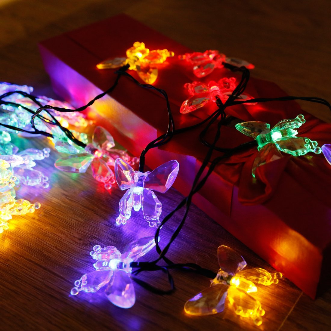 (5.3m) 20 LED's Deko Lichterkette Schmetterling Beleuchtung 8 Modi   Fernbedienung (Batteriebetrieben) - Bunt