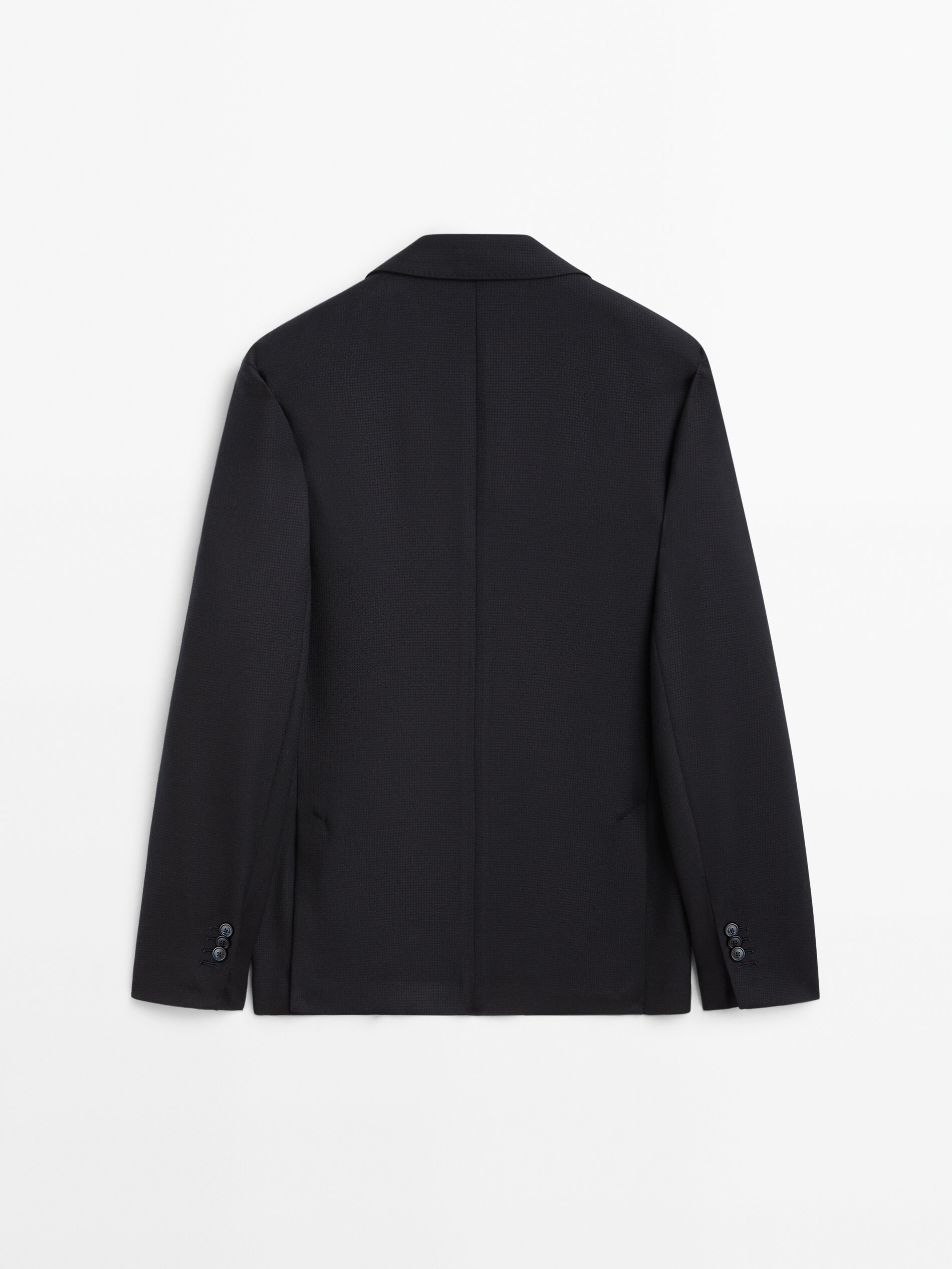 Blazer estruturado em lã azul marinho - AZUL MARINHO