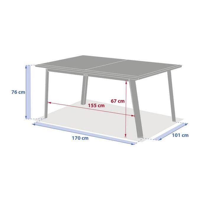 Table de jardin extensible rectangulaire PAVANE Malte / Argile