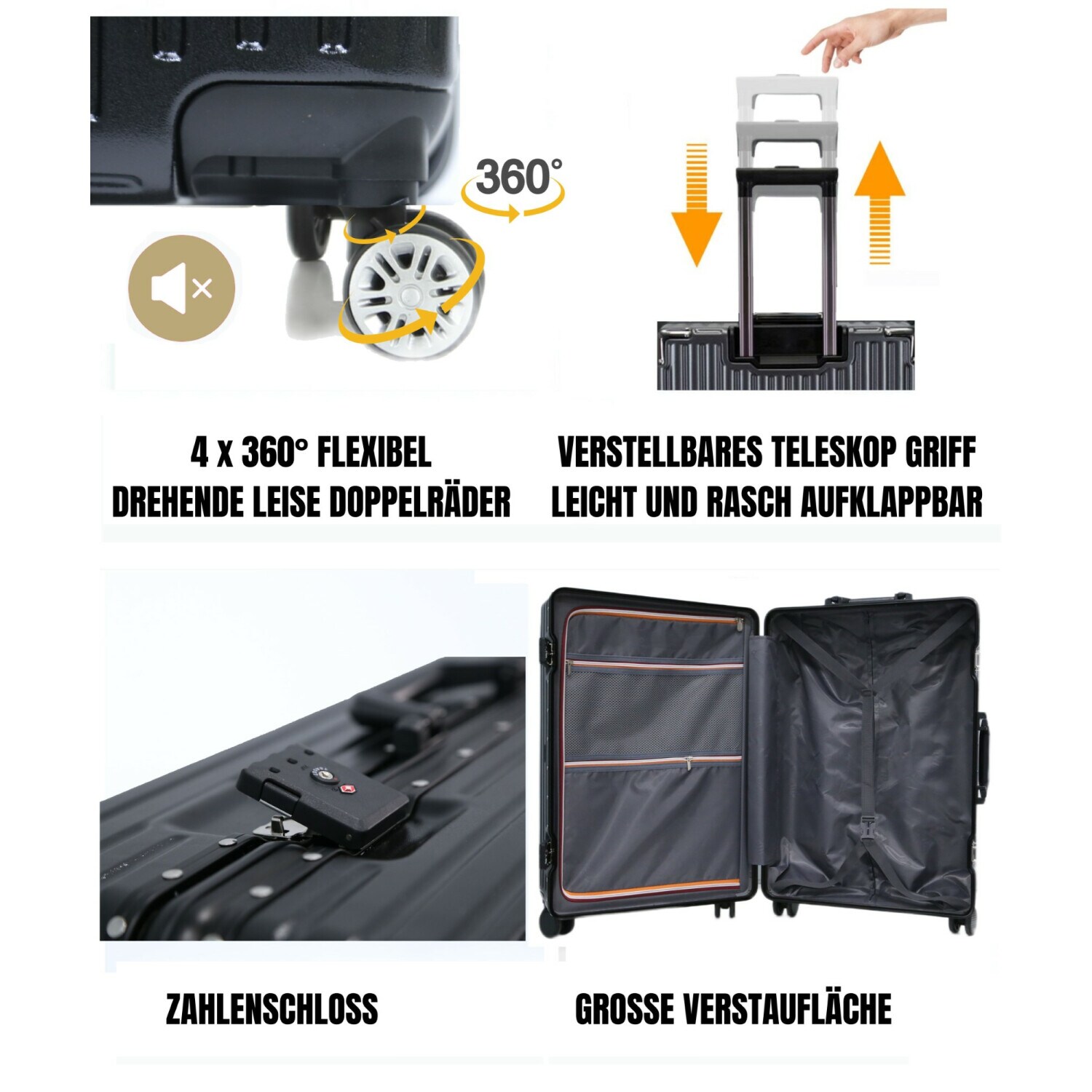 Aluminium Rahmen Reisekoffer Koffer 3 tlg Trolley Kofferset