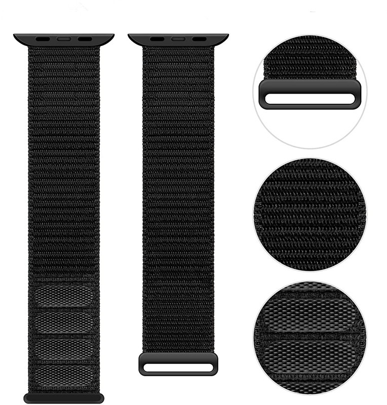 Apple Watch (49/46/45/44 mm) Nylon Ersatz Armband mit Klettverschluss (Gelenkumfang: 185-239mm) - Schwarz / Rot