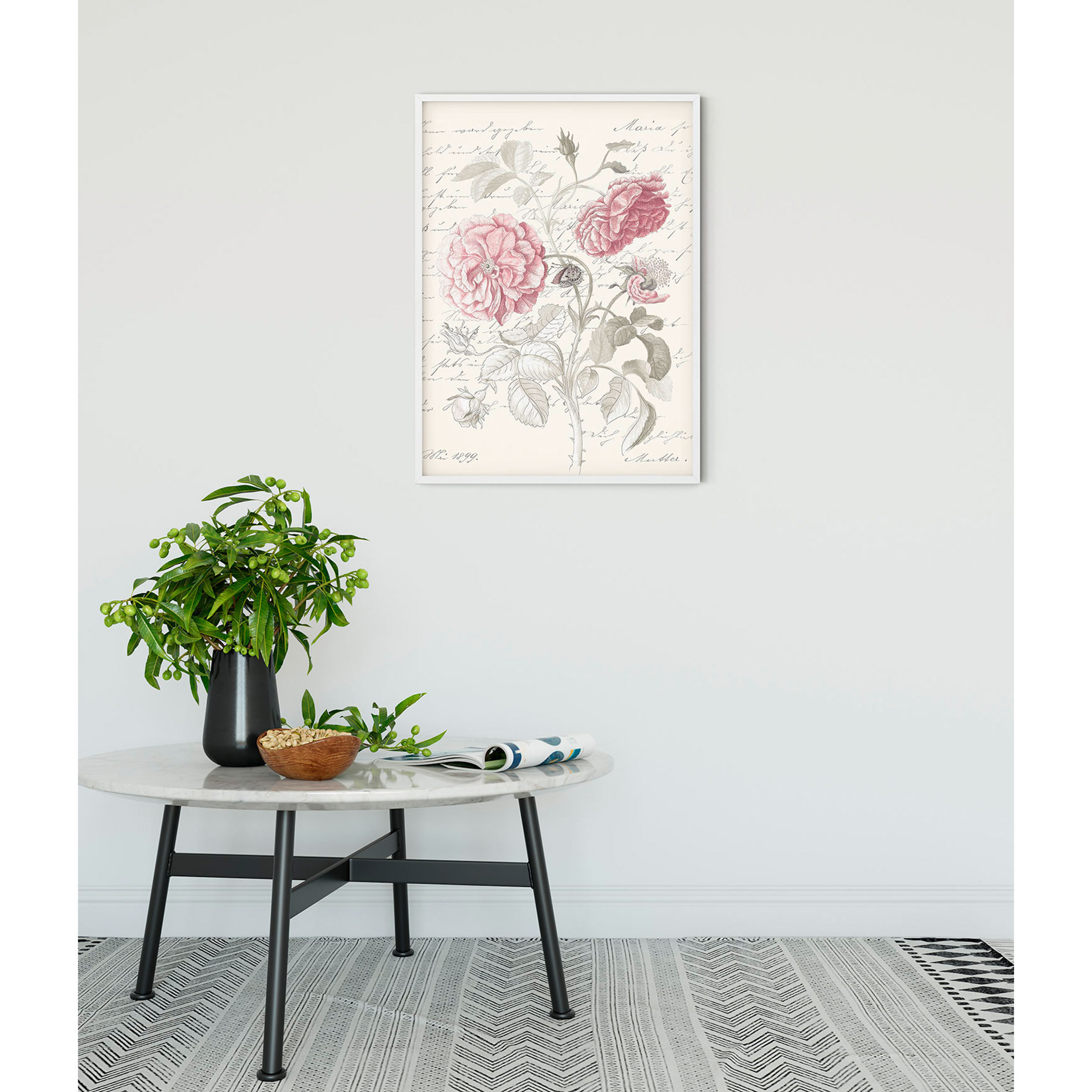 Wandbild POEME ROSE - rot-grün - 50x70 cm